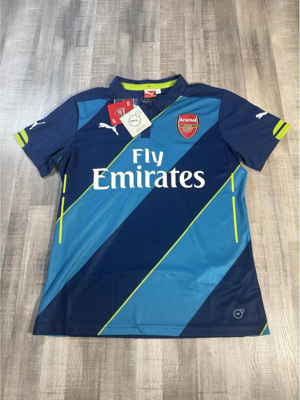 Arsenal 2014 2015 Puma Third Jersey Kit Medium Mens Blue Shirt Soccer Football